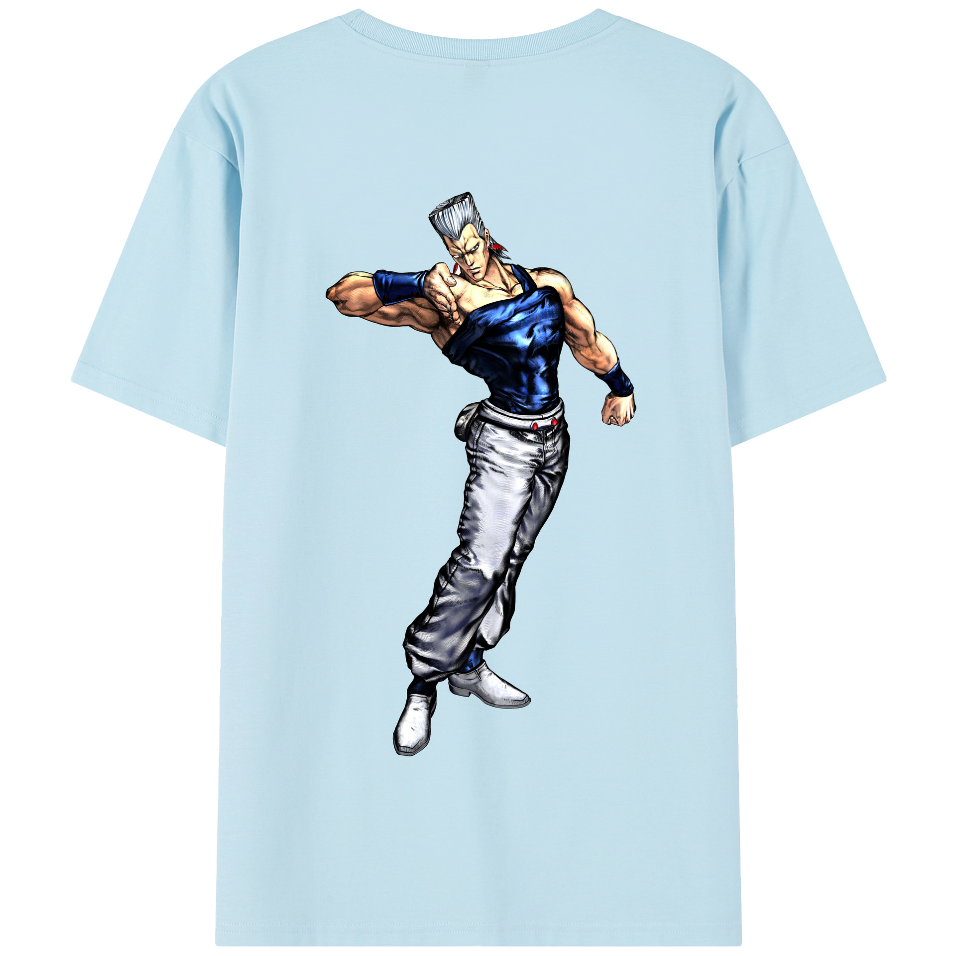 （画像用） ジョジョの奇妙な冒険 ジャン＝ピエール?ポルナレフ JoJo's Bizarre Adventure Jan Pierre Polnareff 綿100％半袖Tシャツ（背面プリント）